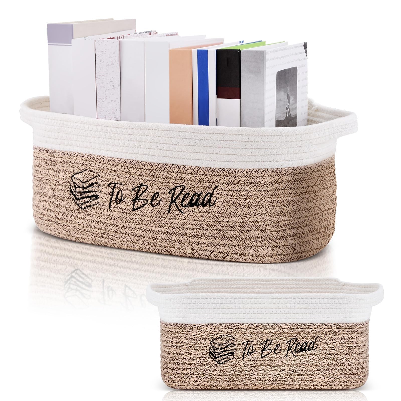 TBR To Be Read Book Storage Basket Lover Gift Decorative Woven Box Organizer