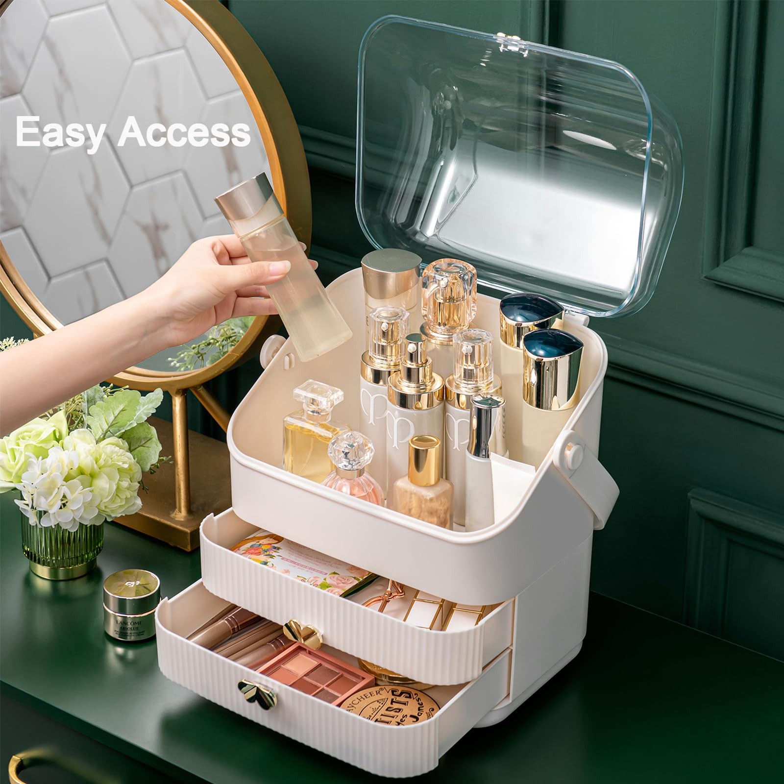 Preppy Skincare Organizers Makeup Organizer Holder Cosmetic Ivory White