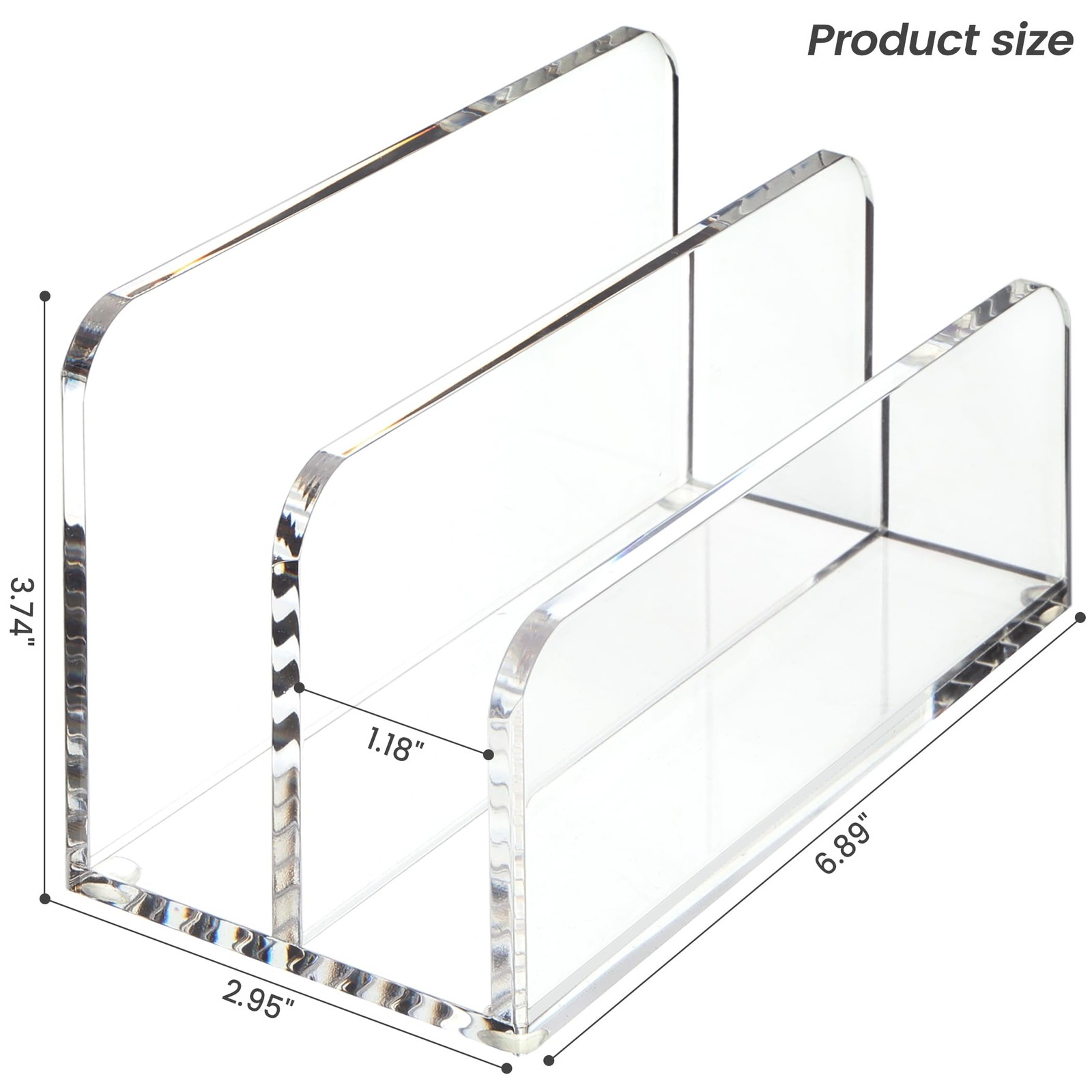 1 PCS Clear Acrylic Mail Letter File Holder 2 Section Desk Organizer Storage