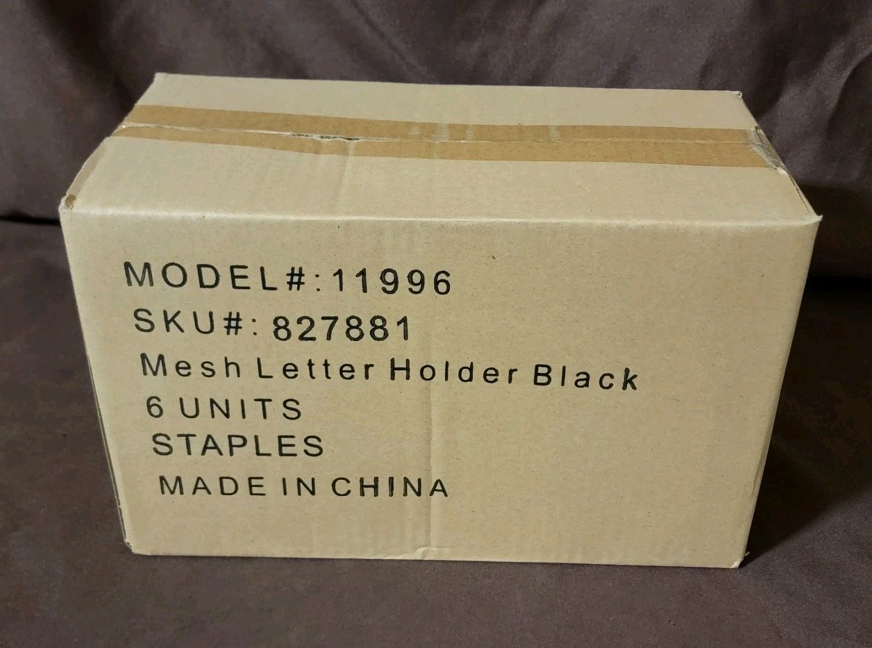 6 Desktop Black Metal Mesh LETTER SORTERS W/ BUSINESS CARD HOLDER Staples 11996