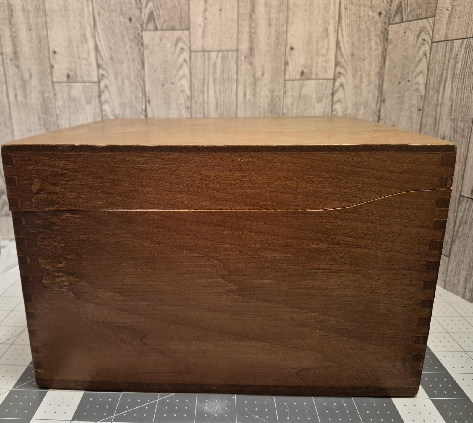Vtg Napa Valley PSI Oak Wooden Desk-Top Card/File Box 10″ L x 9″ W x 6 1/2″