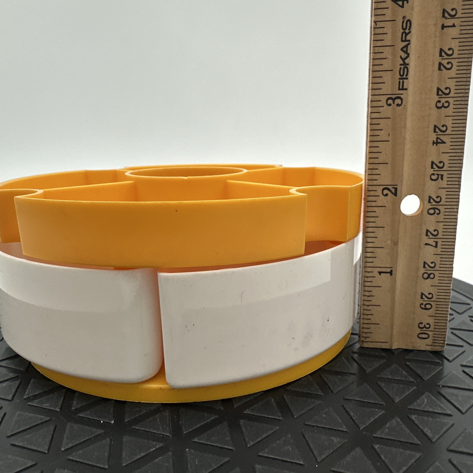 Vintage 1977 Norbert Specialty Corp Yellow White Desk Organizer Made in USA