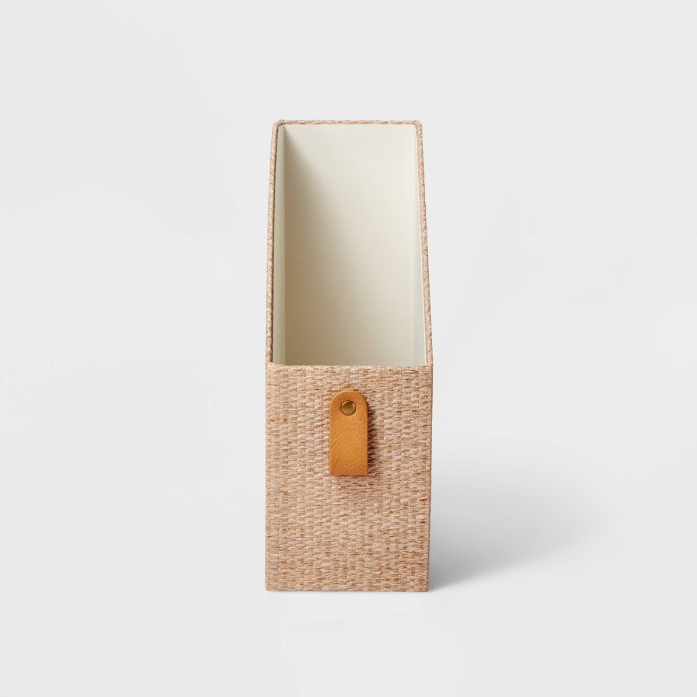 Woven Magazine File Holder Taupe, Desk Organizer