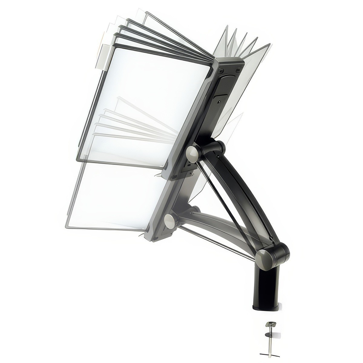 Aidata Flip & Find Flex Arm Desk Clamp Reference Organizer 10 Panels FDS010L New