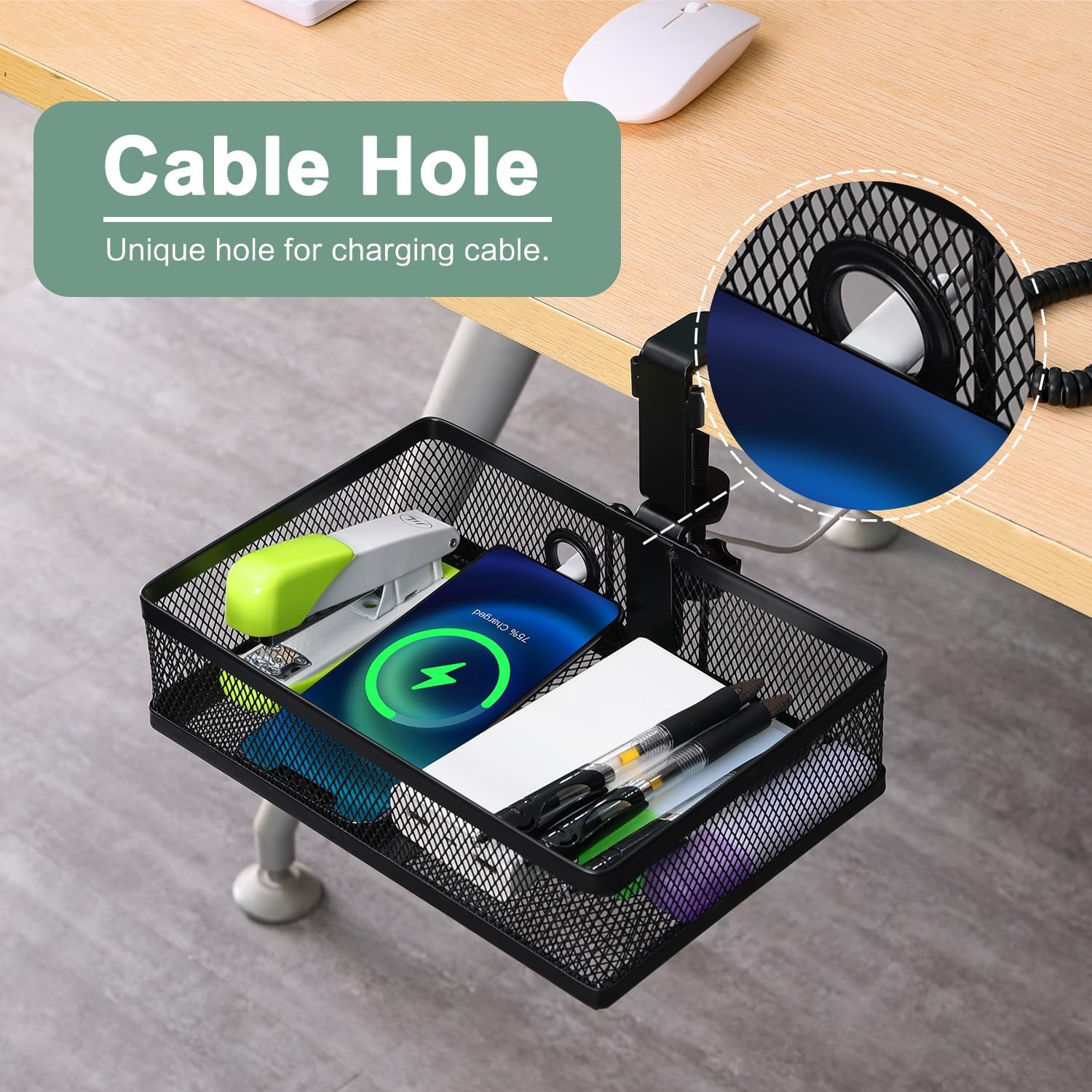 360° Rotation Under Desk Drawer Storage Organizer Rotary Cup Holder Clamp