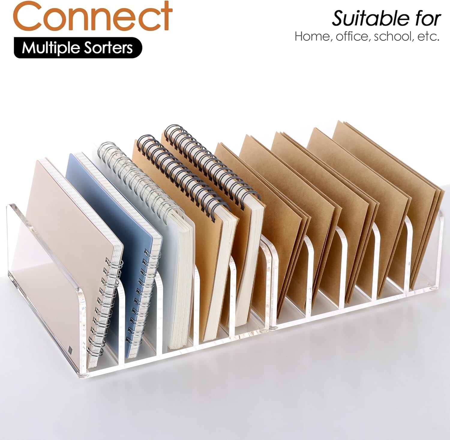 Acrylic Desk Organizer, 5 Compartments Mail Organizer,Small File Holders Lett…