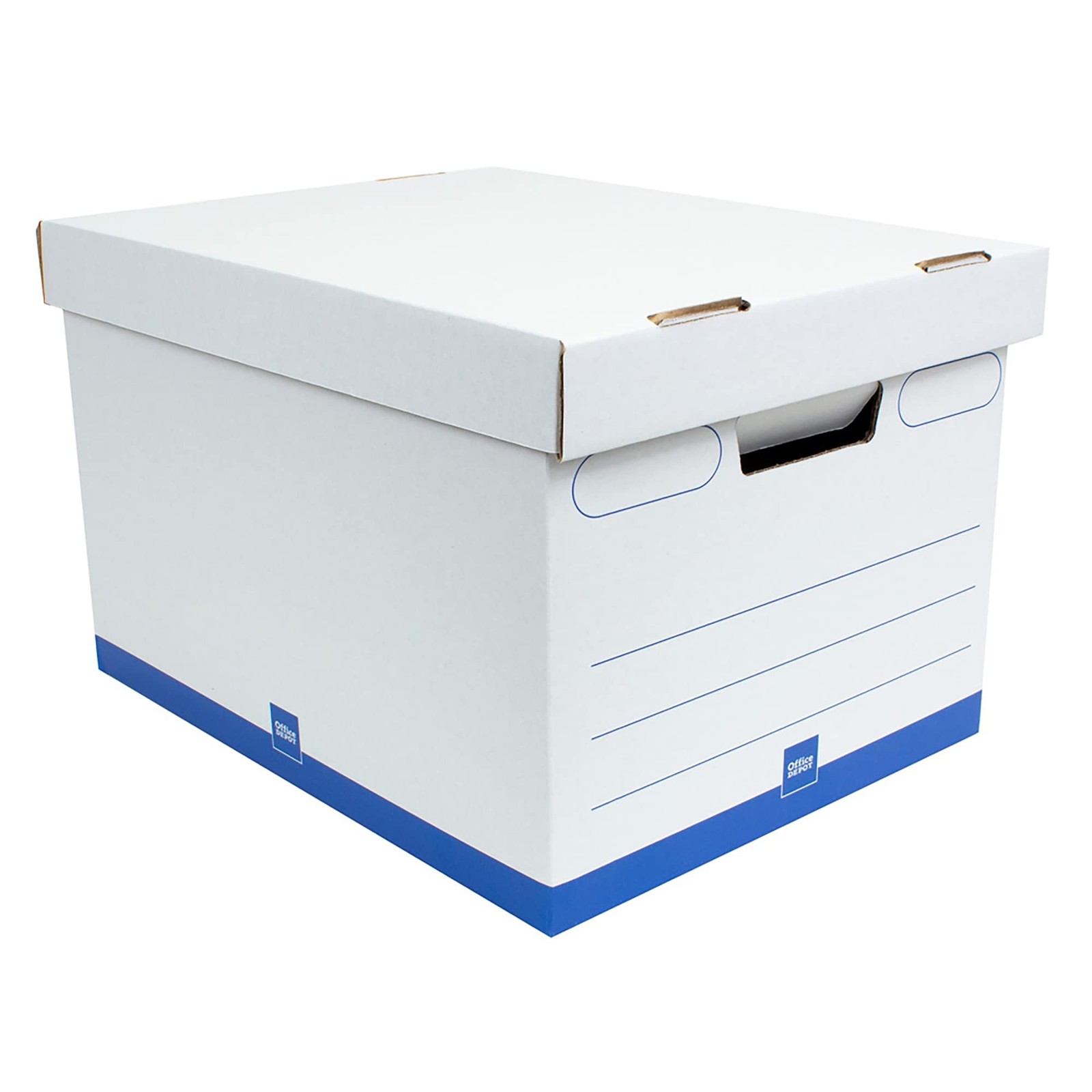 Office Depot® Brand Medium-Duty Storage Boxes, Letter/Legal True, White; Blue