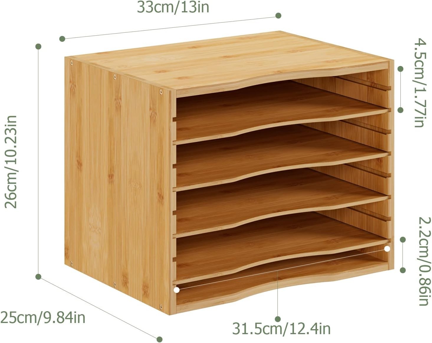 Elegant Bamboo 5-Tier Desktop Organizer with Adjustable Shelves for Home Office