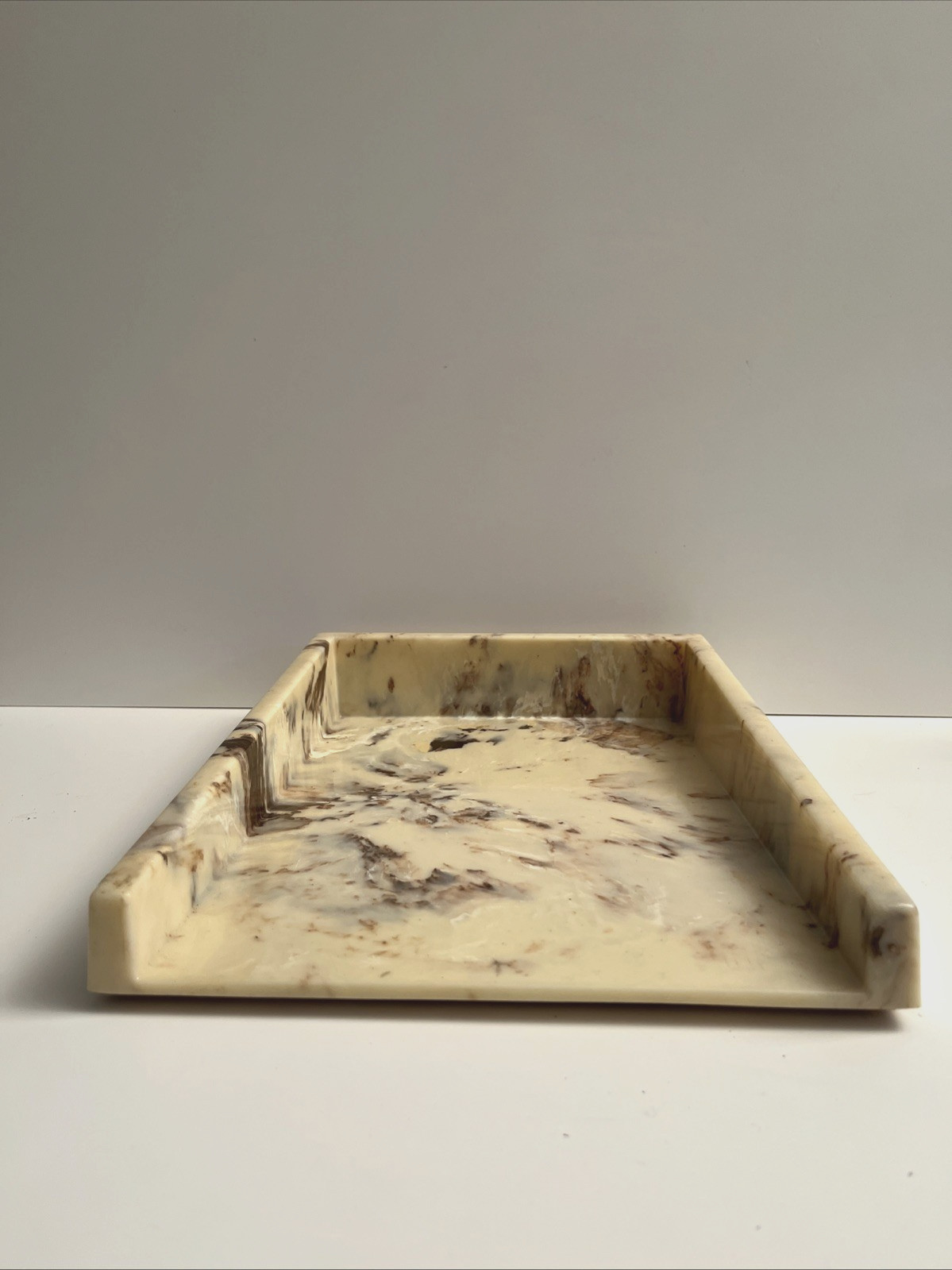 Ultra Stone Acrylic Executive Desk Letter Tray Sunlight Ind. Faux Marble EUC!
