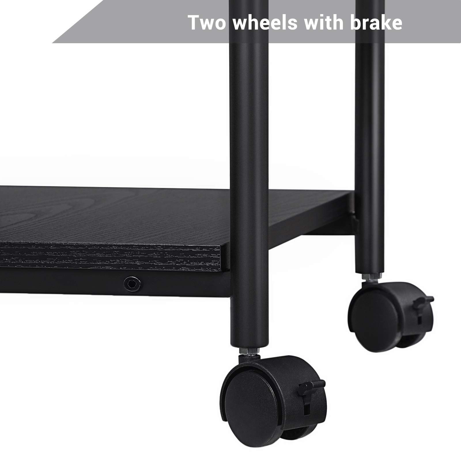 VASAGLE Heavy-Duty Printer Stand with Locking Wheels, 3-Tier, Ebony Black