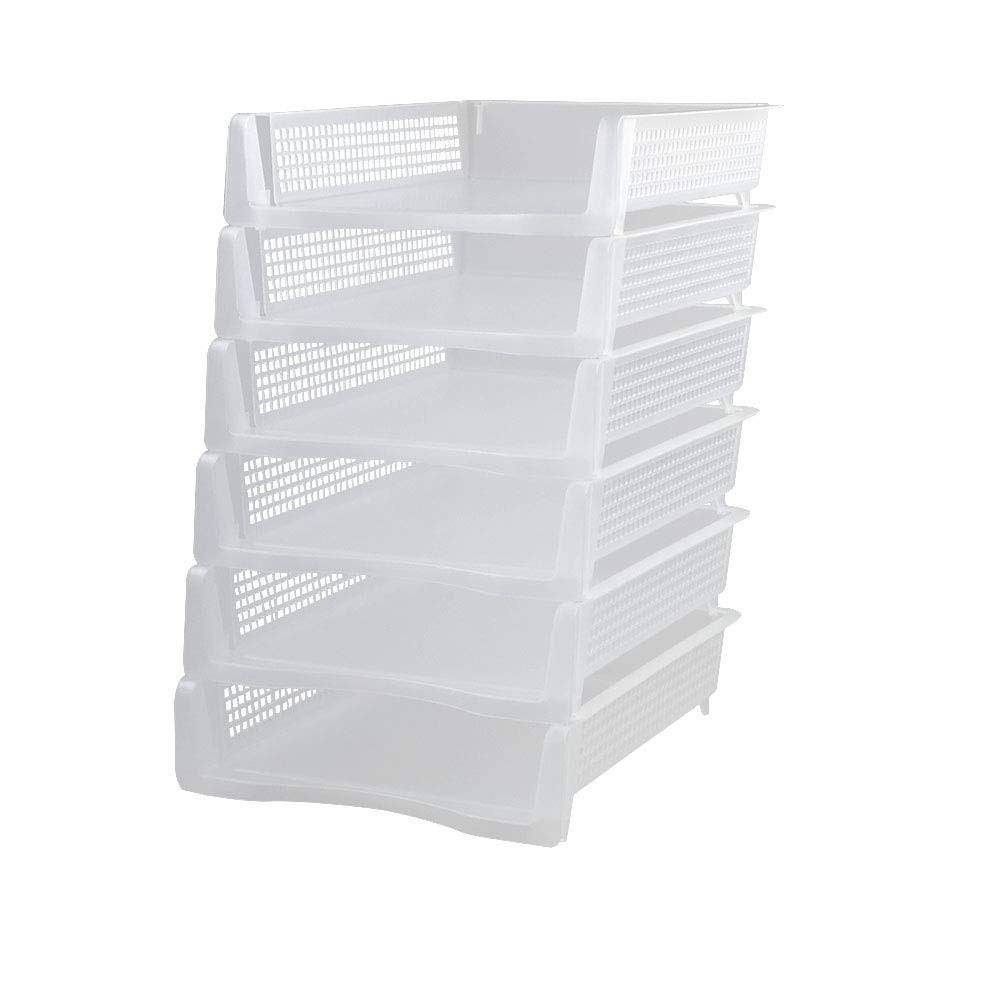 6 Pack Stackable A4 Paper Tray Clear Plastic Desk Letter File Organizer