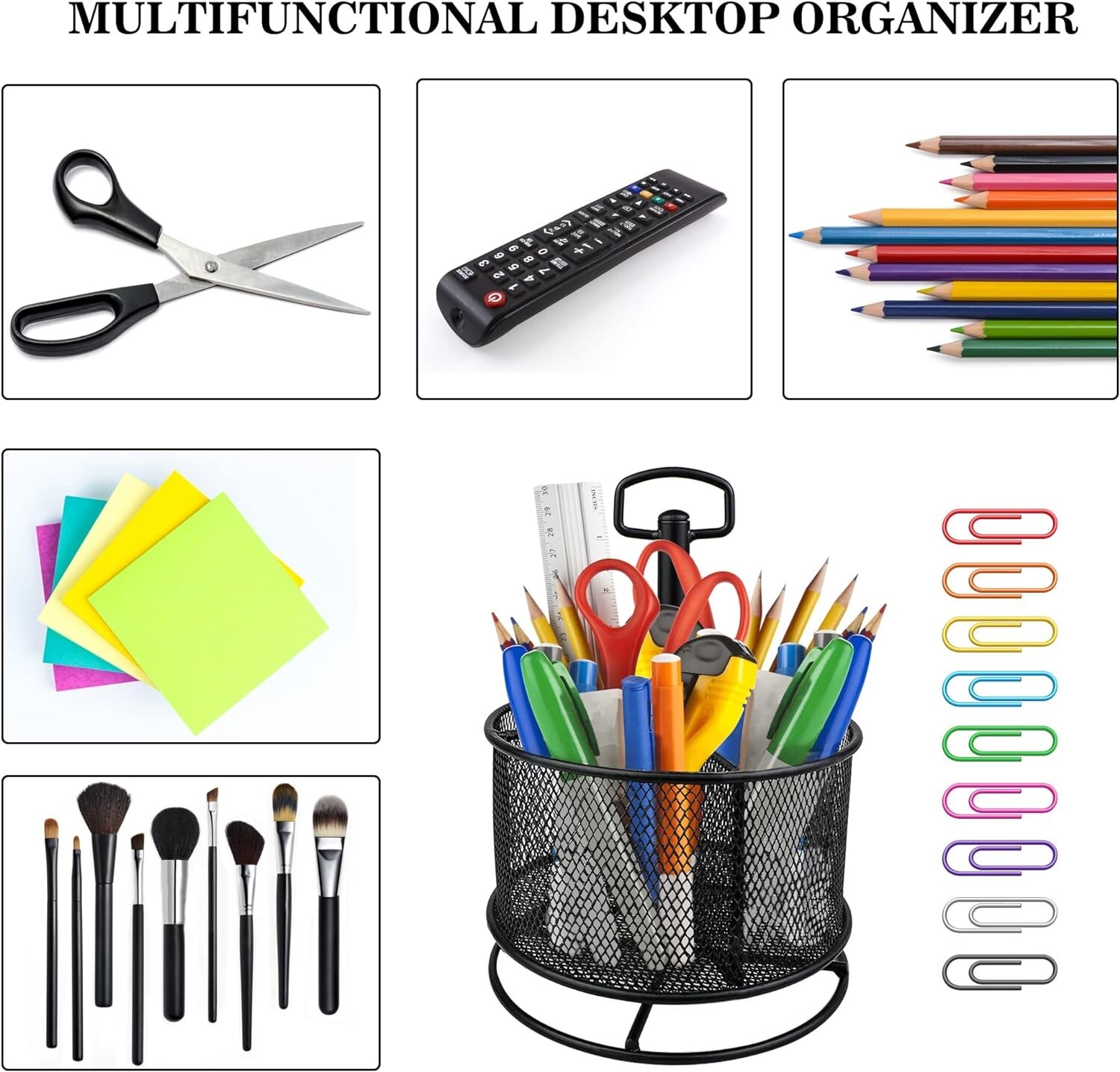 Large Pen Holder Pencil Holder with 4 Compartments for Desk Office Home School