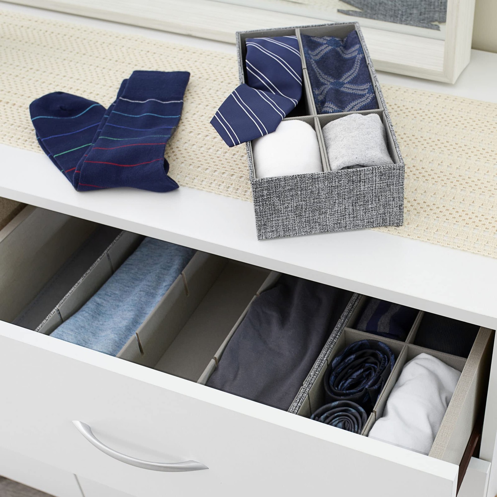 Household Essentials 3 Piece Drawer Organizers Starter Set, Graphite