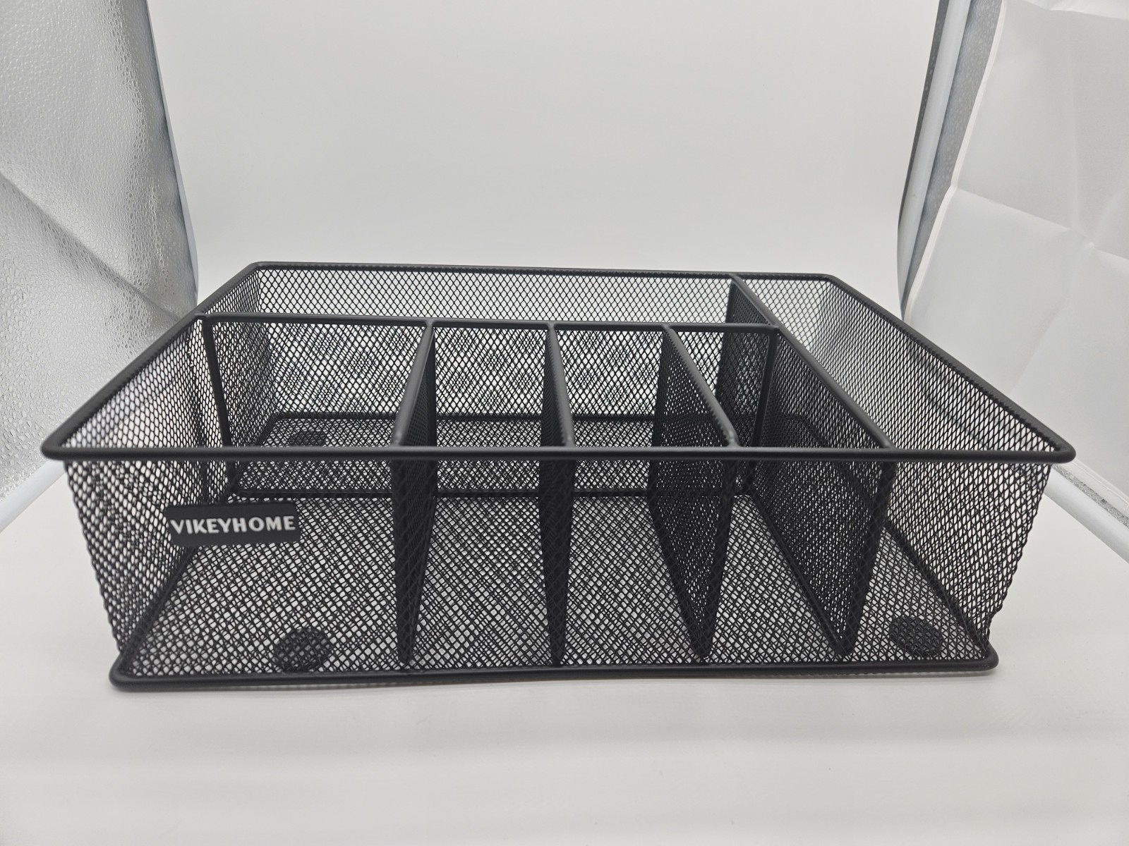 Paper Plate Organizer with Utensil Holder 6 Compartment Metal Paper Plate