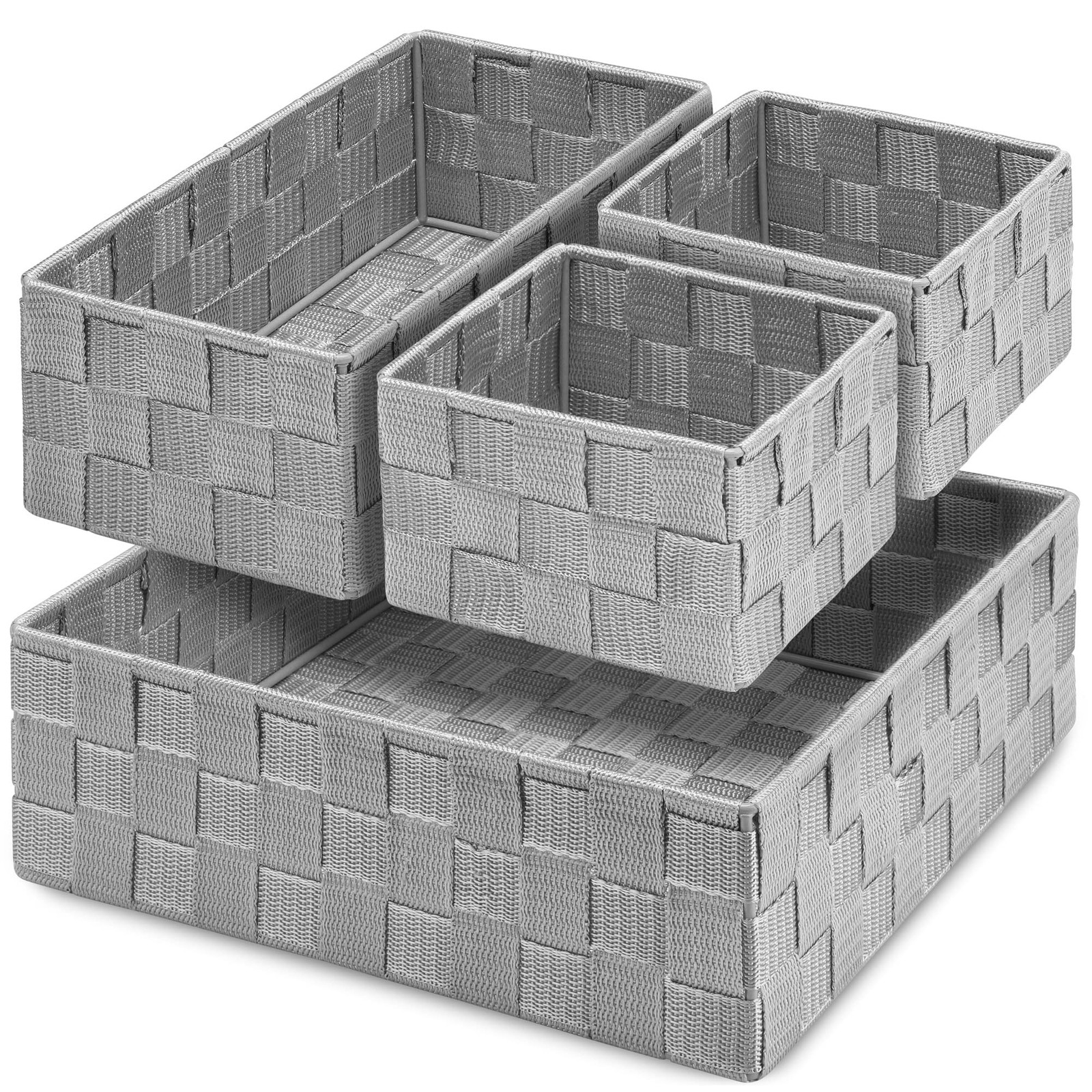 Drawer Organizer Bins,Woven Strap Storage Box Cube Basket Containers Divider …