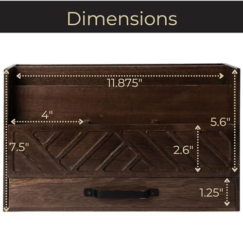 Brown Wood Desk Organizer with Drawer – Bill Storage Organizer and Sorter for…