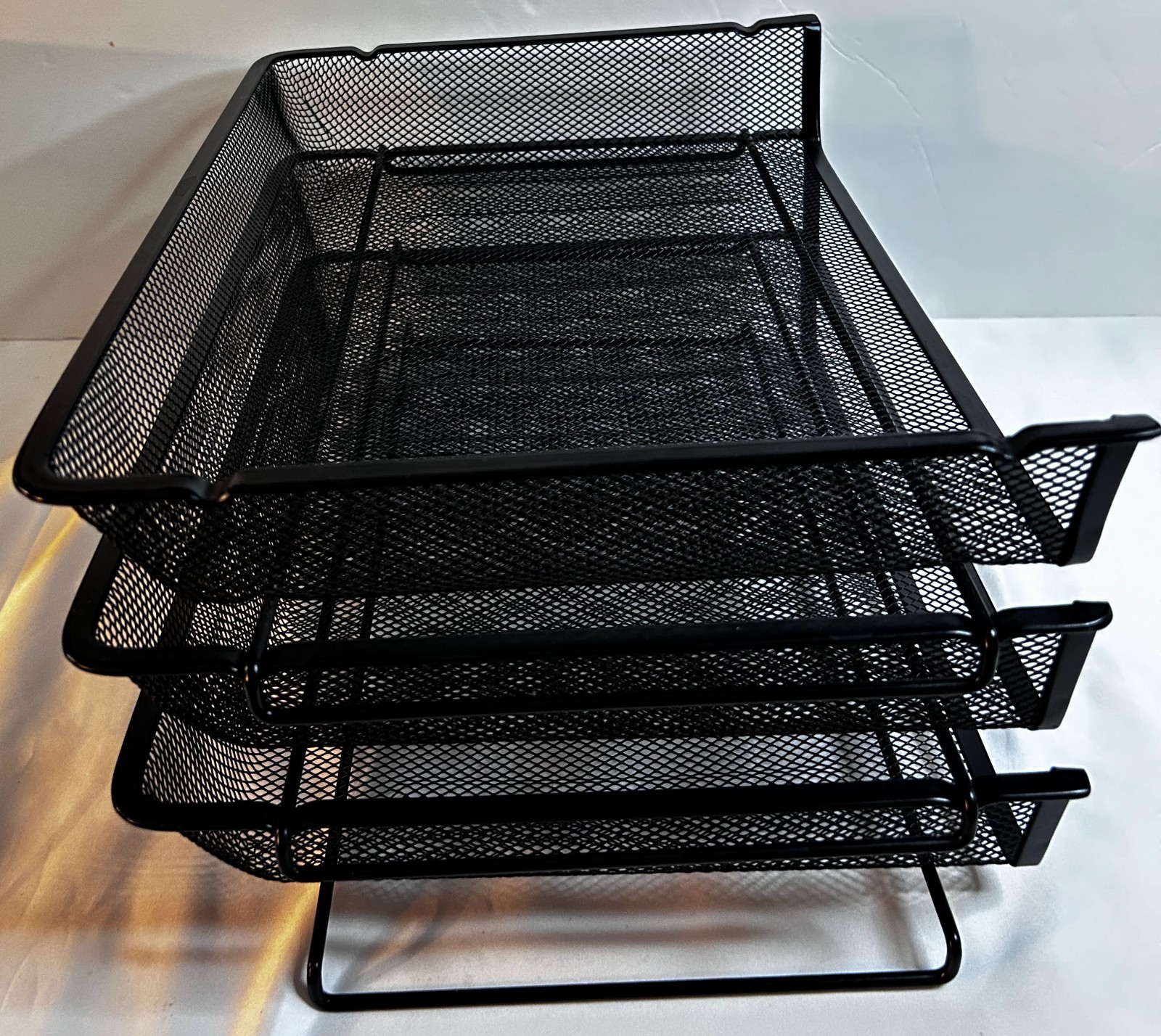 3 Tier Desk Organizer, Letter-size Trays, Multipurpose, Mesh, Black, New