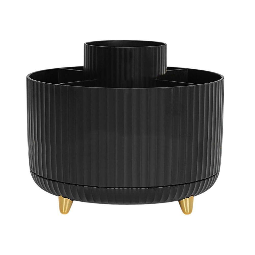 5-Slot Rotating Desk Organizer, Sturdy Plastic Pen Holder with 360° Rotation, Co