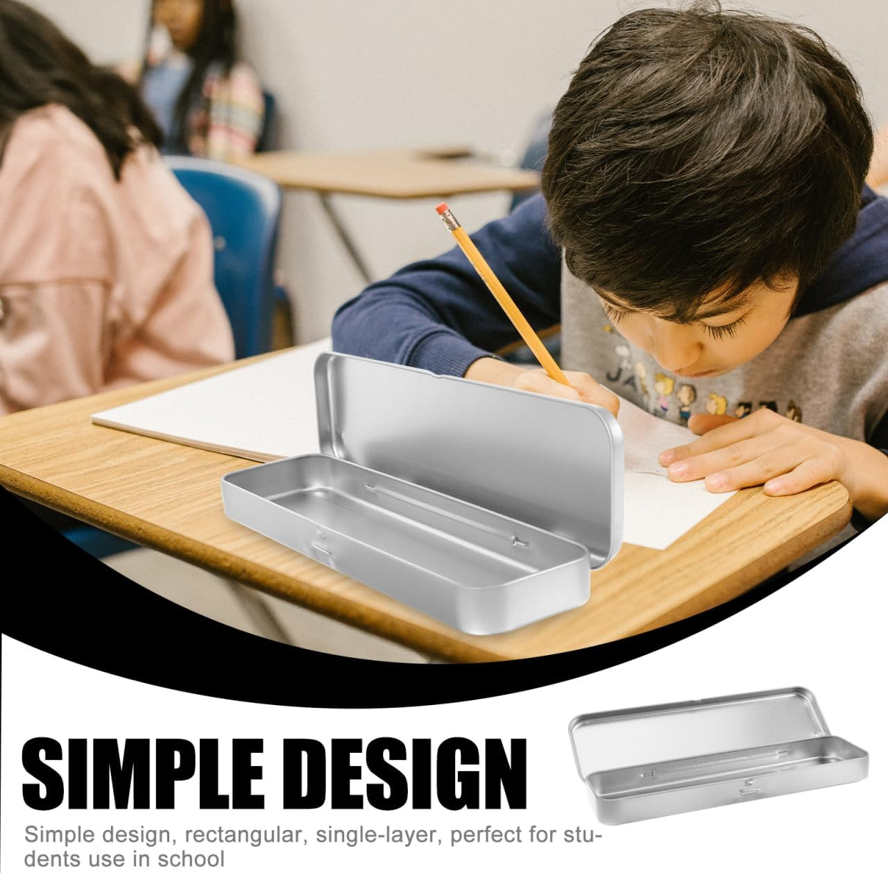 Metal Pencil Case 8 X 2 Inches Frosted Iron Tinplate Single-Layer Rectangular…