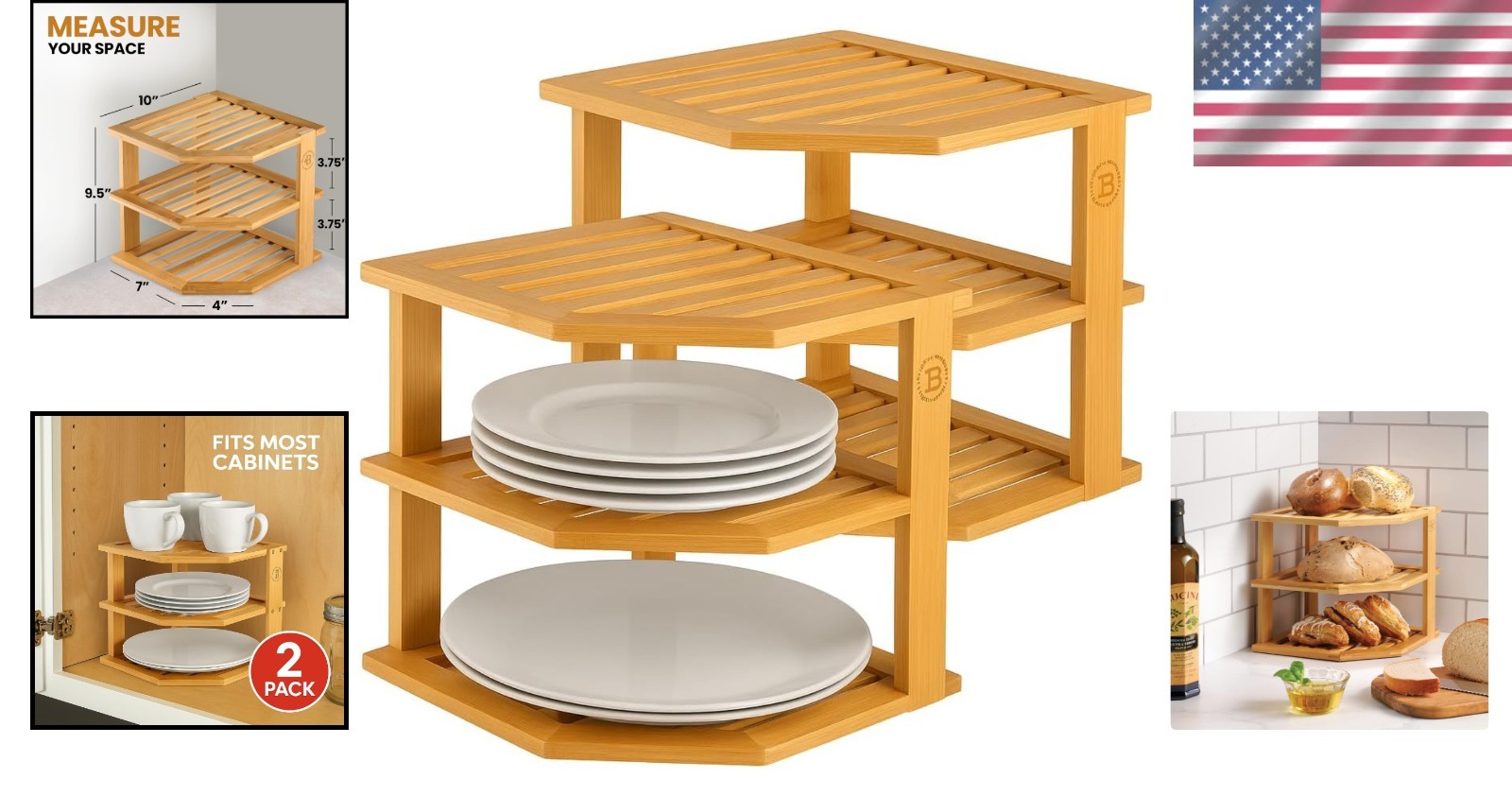 Kitchen Plate Storage Rack – Space Saving Corner Shelf