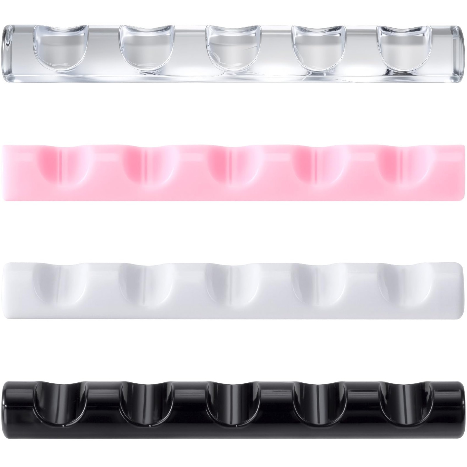 SmallCat 4 Pcs Nail Art Brush Holder, Transparent, White, Black, Pink