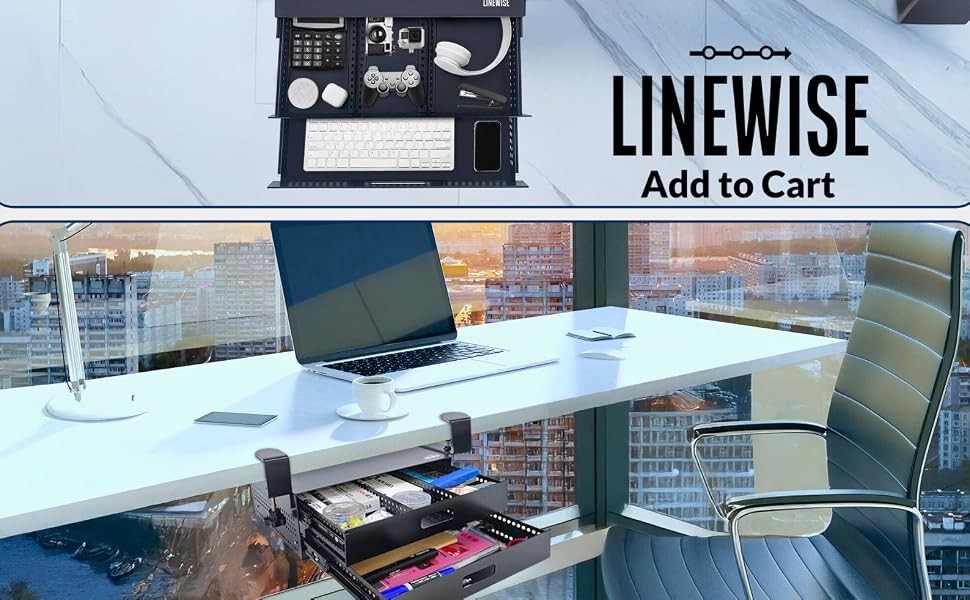 Under Desk Drawer – Clamp-On No-Drill Metal Organizer, Slide-Out Storage for