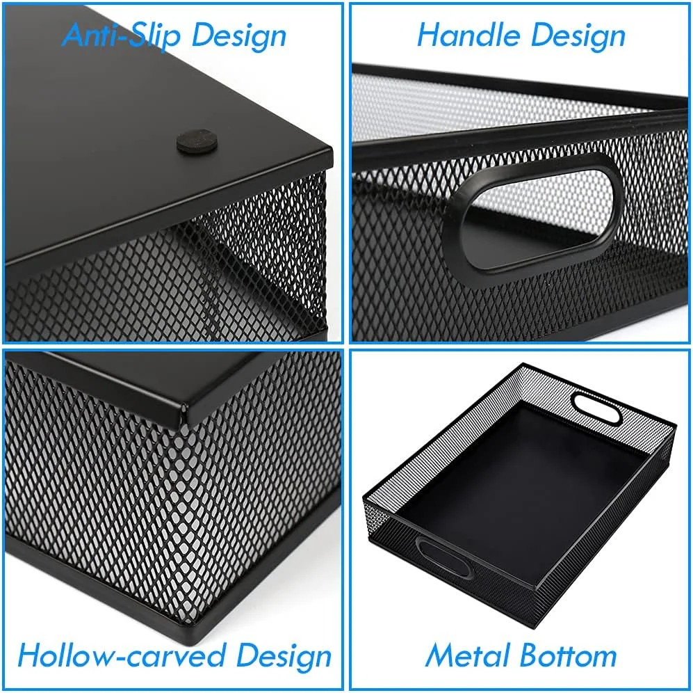 Desk Drawer Organizer, A4 Large Metal Mesh Desk Organizer Tray, Versatile Storag