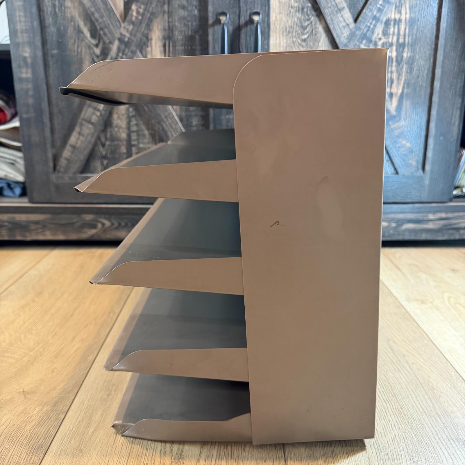 Vintage Metal Paper Holder 5-Tier Shelf File Letter Tray Desk Organizer READ