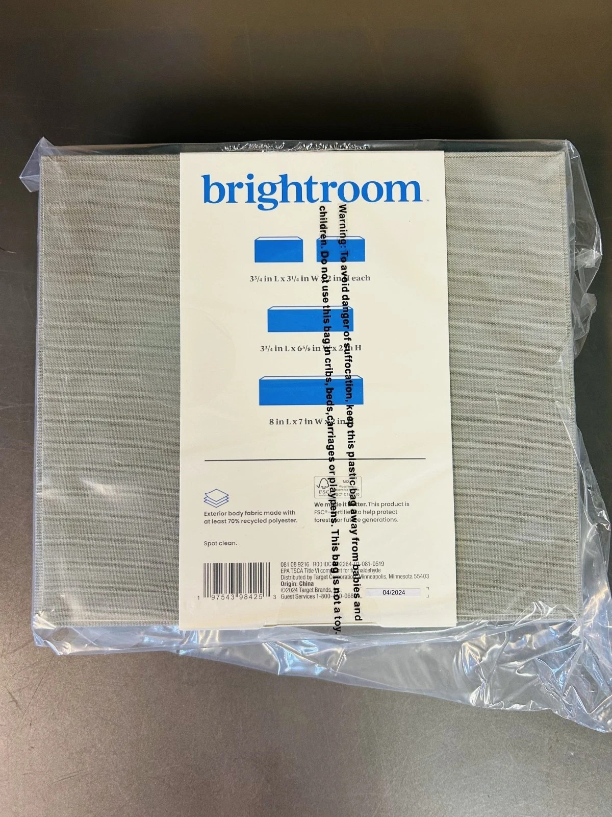 Brightroom Canvas Desktop Drawer Organizer Gray New