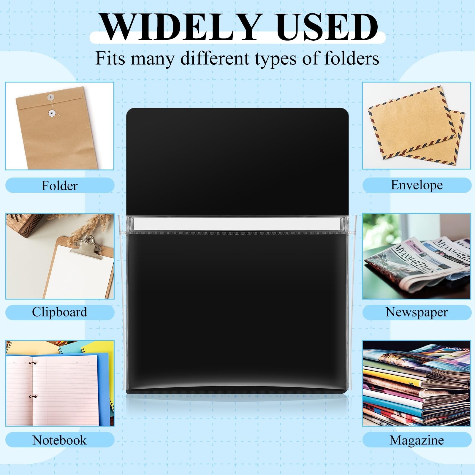 5 Pcs Magnetic File Holder & Pen Organizer for Whiteboard & Fridge, 12×9.5 in