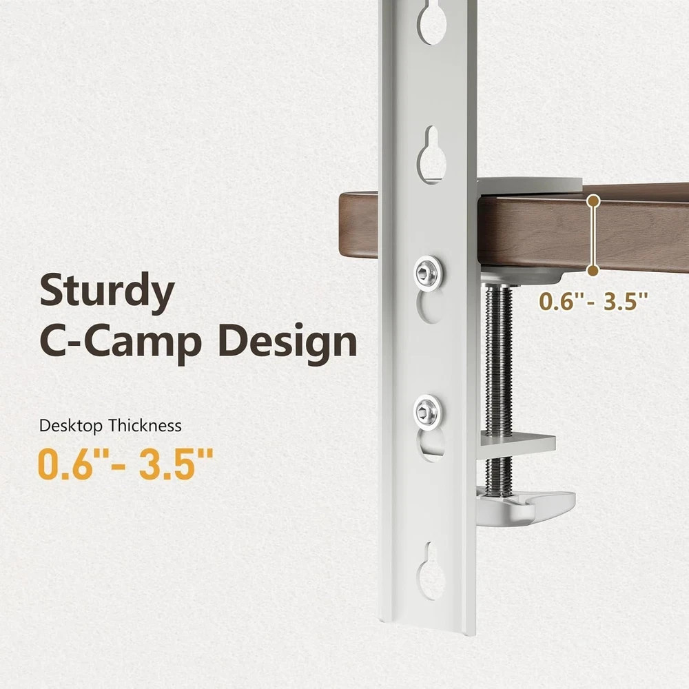 15.7″×7.5″ Clamp-On Desk Extender and Organizer Shelf, Adjustable White