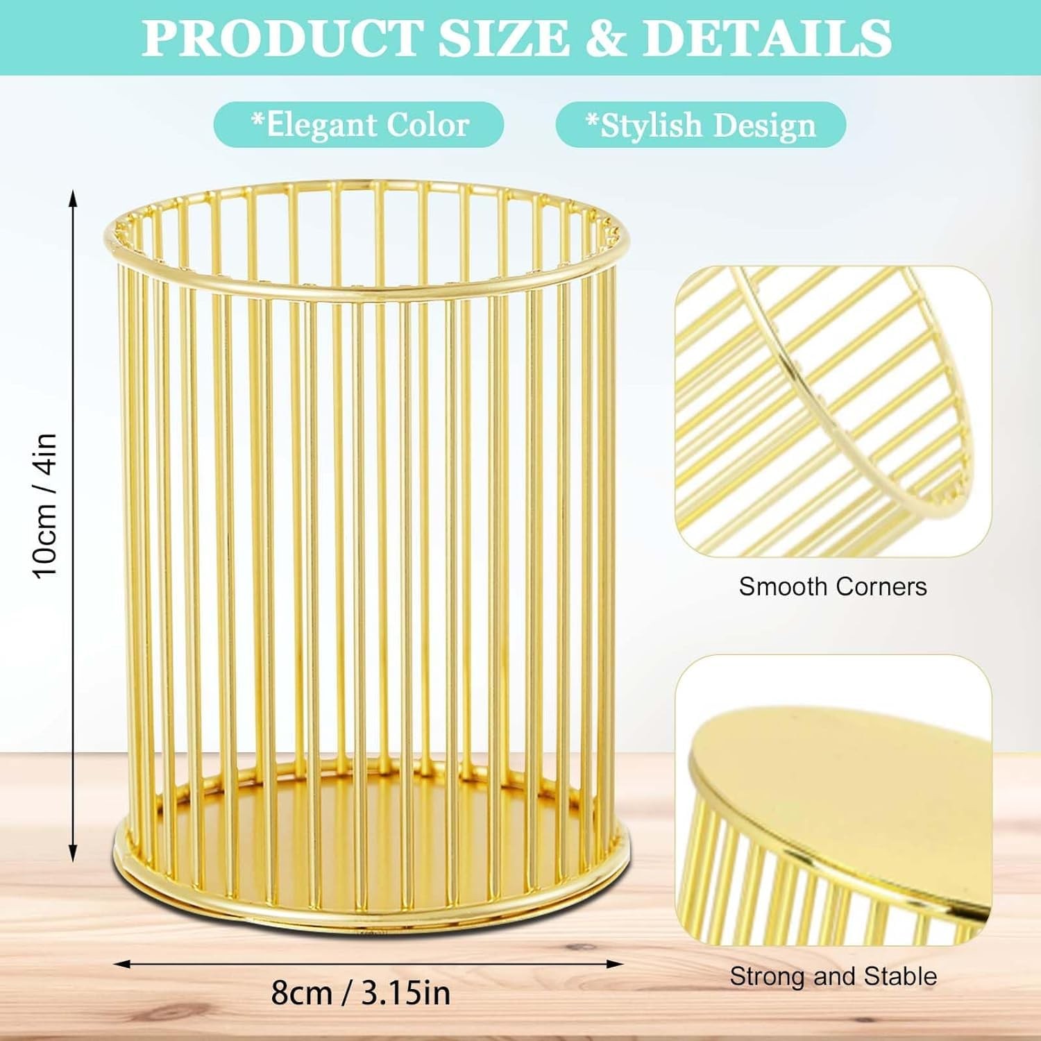 2Pcs Post sticky Note Holder + Pens Holders,Desk organizer sets,Gold Metal su…