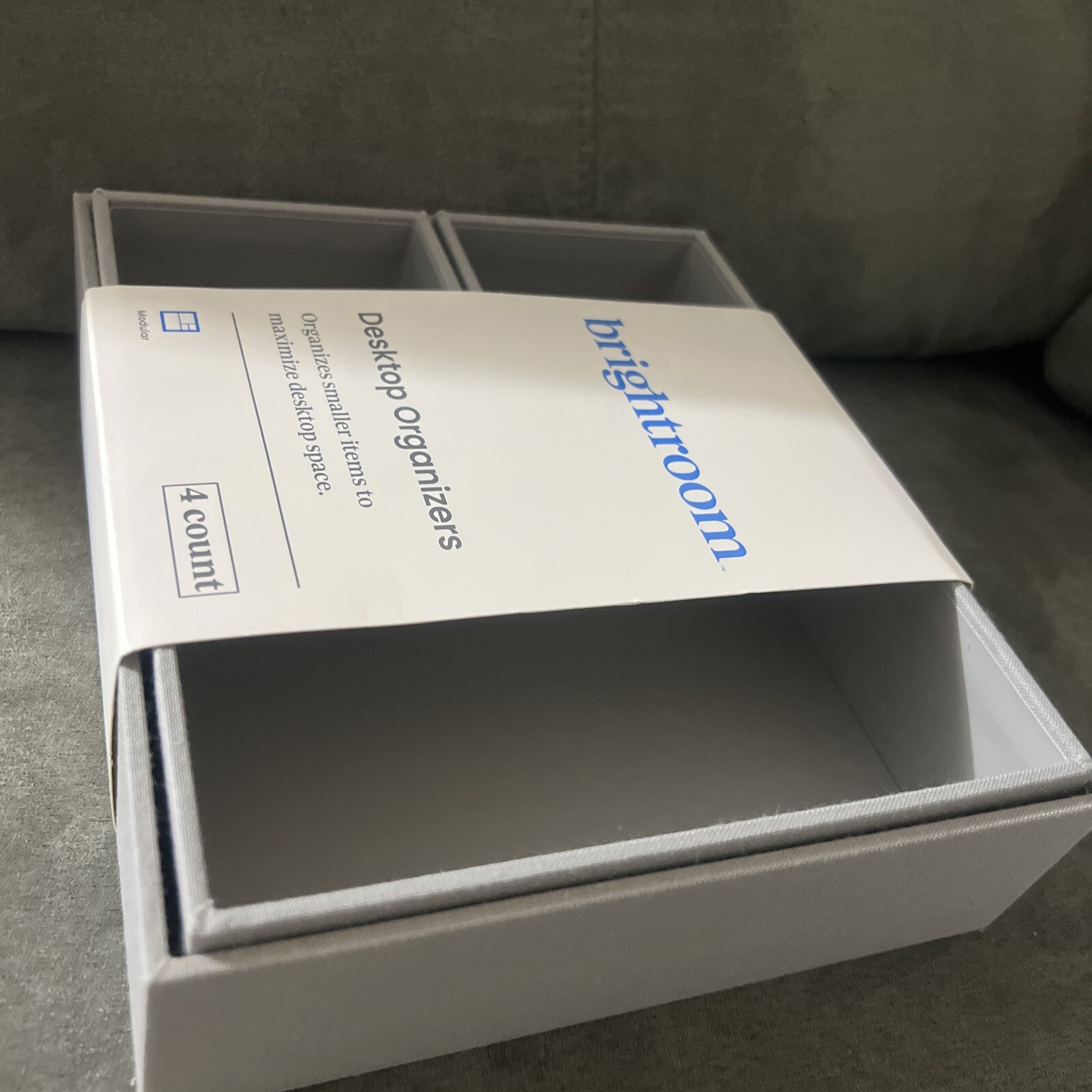 Brightroom Canvas Desktop Drawer Organizer Gray New