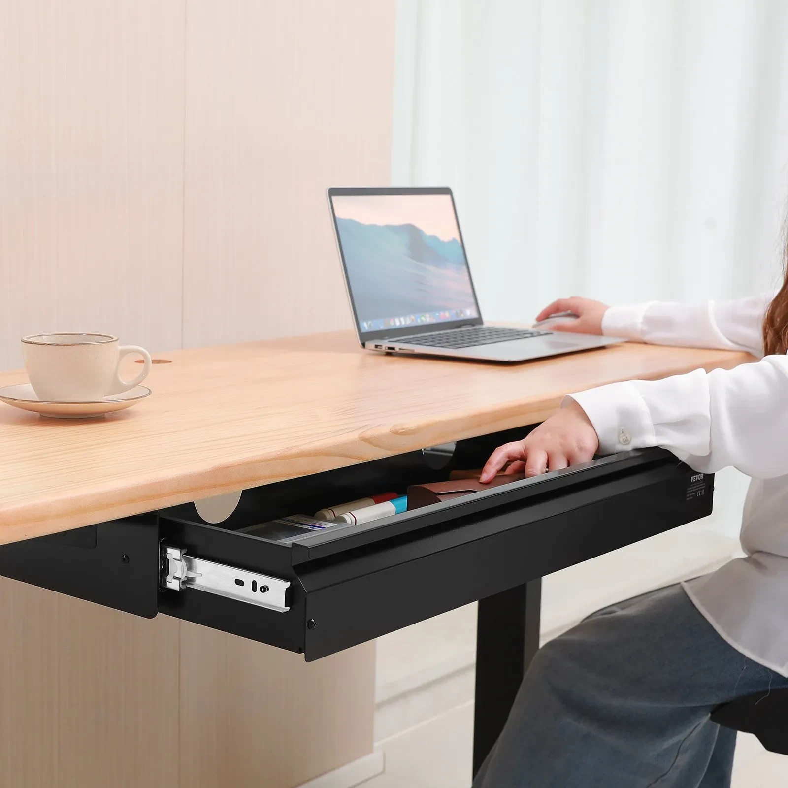 Under Desk Storage Drawer Black Extra Large 33″ Pull Out Organizer Stand Pencil