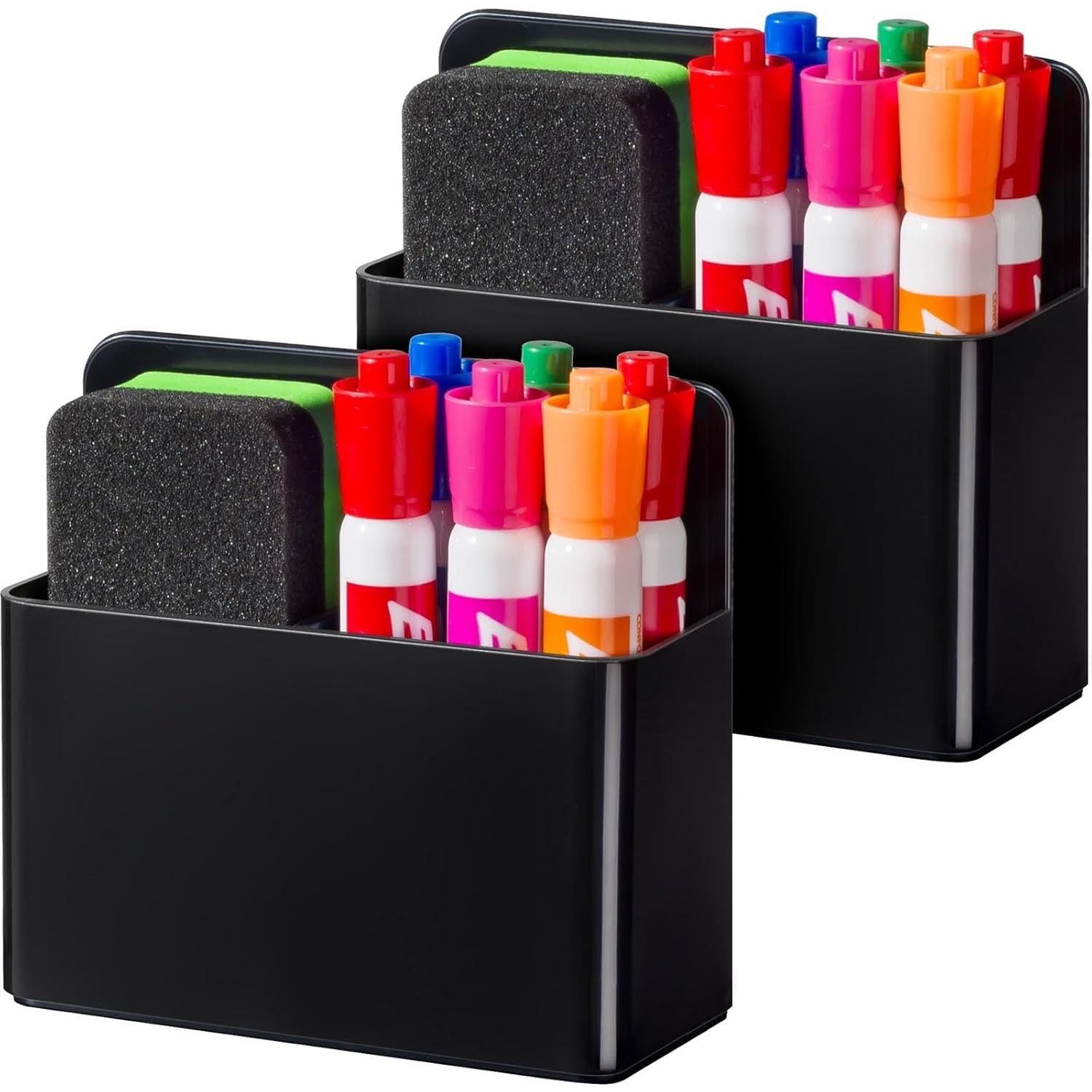 Plastic Magnetic Pen Holder for Fridge, Dry Erase Marker Holder, 2 Pack