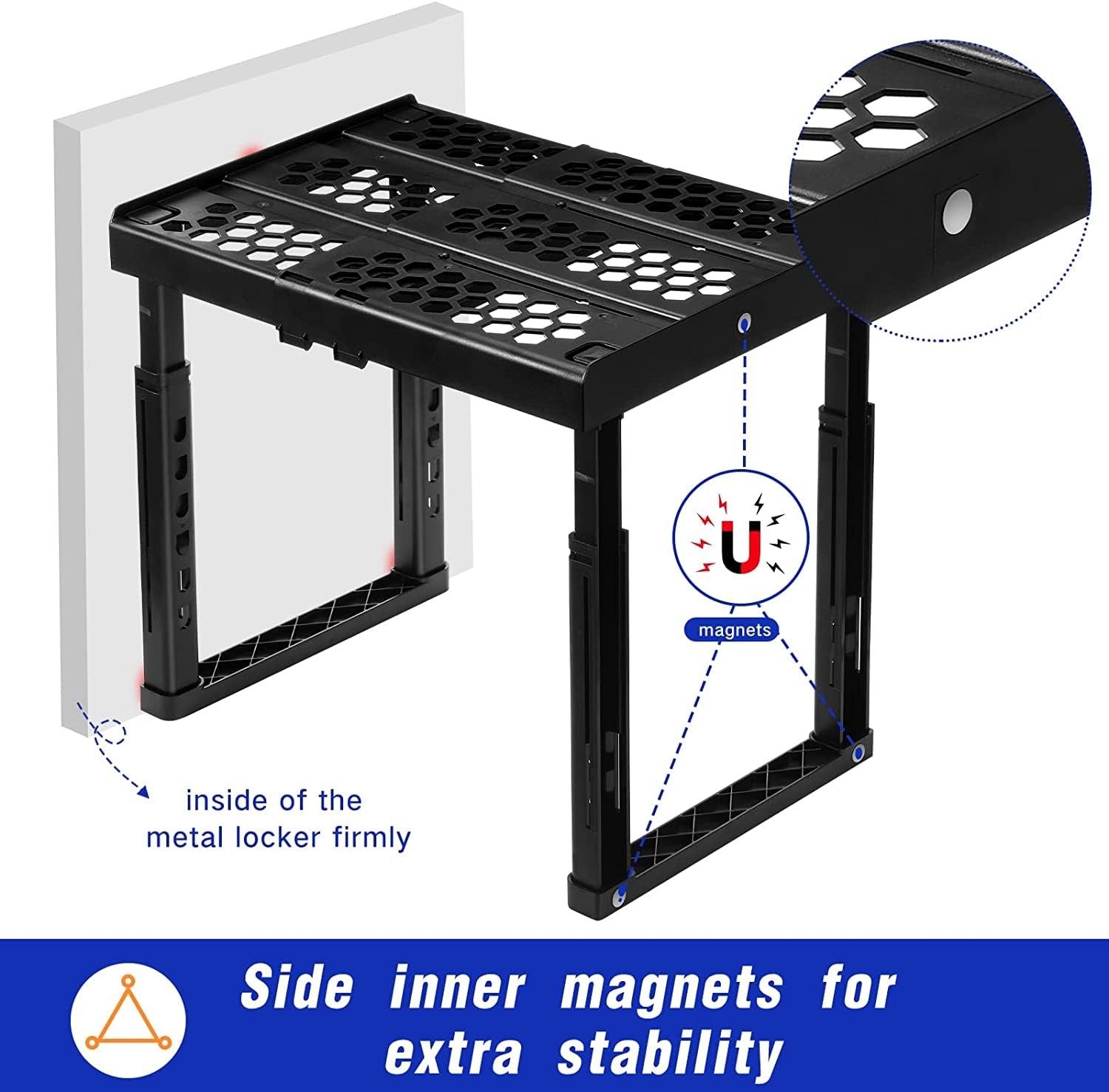 Locker Organizer Shelf， Adjustable Width and Height, Stackable, Ideal Locker …