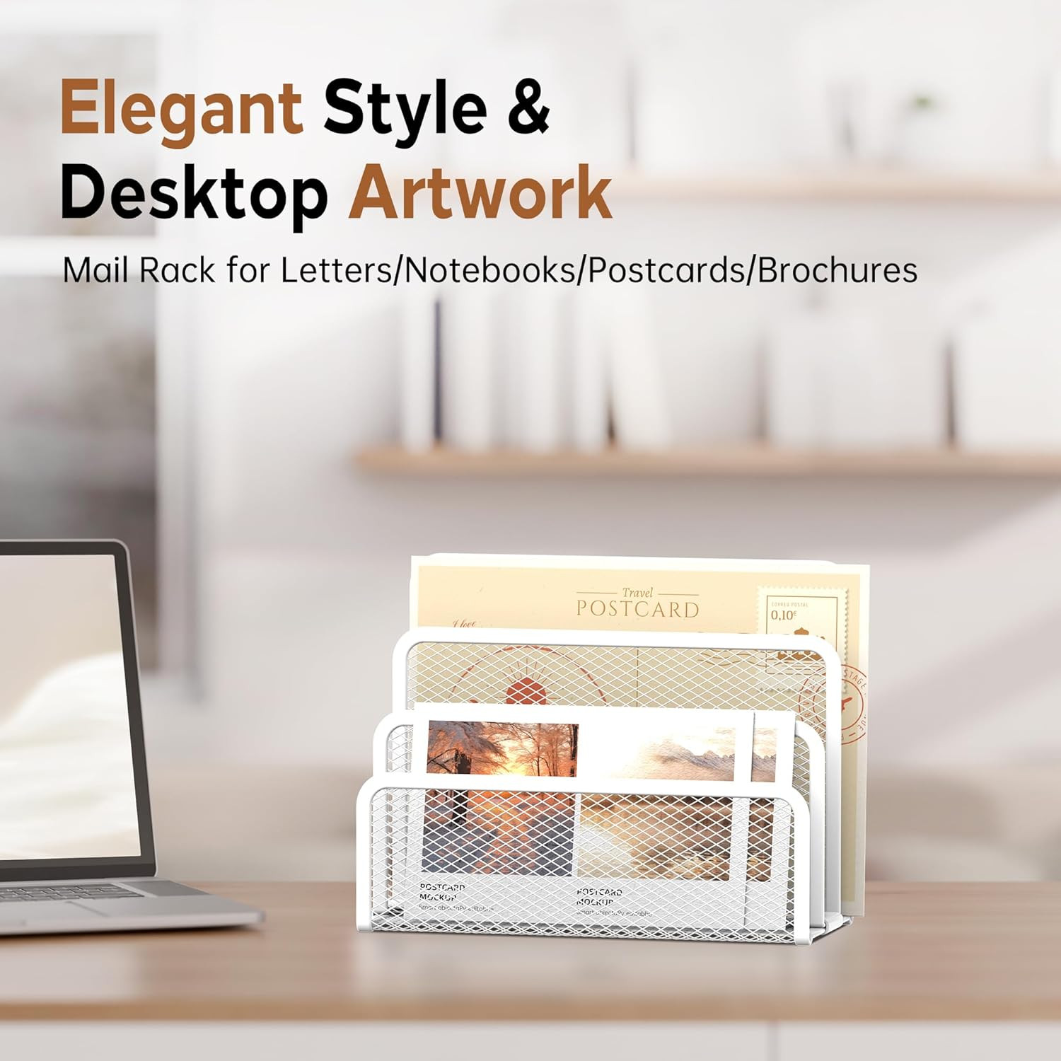 Mesh Metal Mail Organizer Desk 3 Slot Letter Holder Desktop File Sorter White