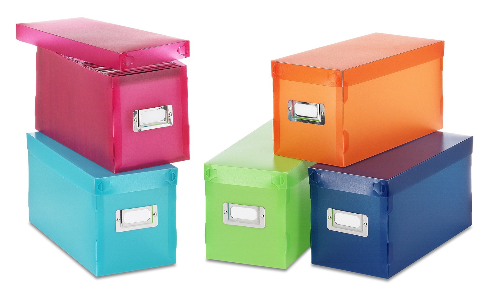 Whitmor 6754-373-5 Plastic CD Boxes Set 12.0 L x 5.25 W x 5.75 H, Multicolor