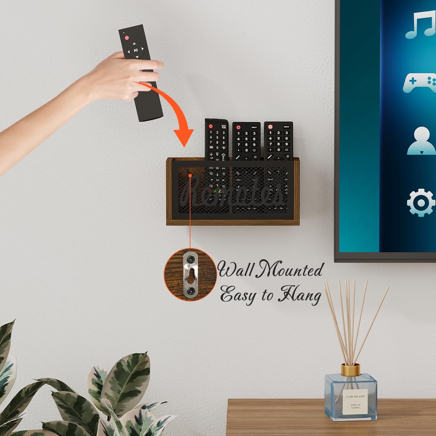 Remote Control Holder Wall Mount, TV Remote Holder for Wall, Remote Caddy for…