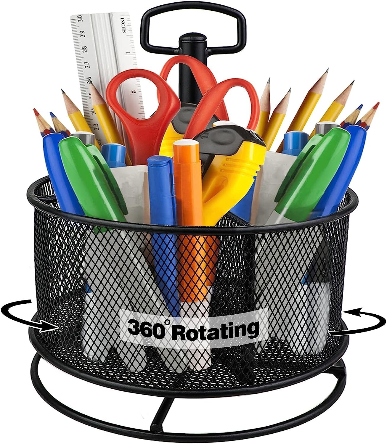 Large Pen Holder Pencil Holder with 4 Compartments for Desk Office Home School
