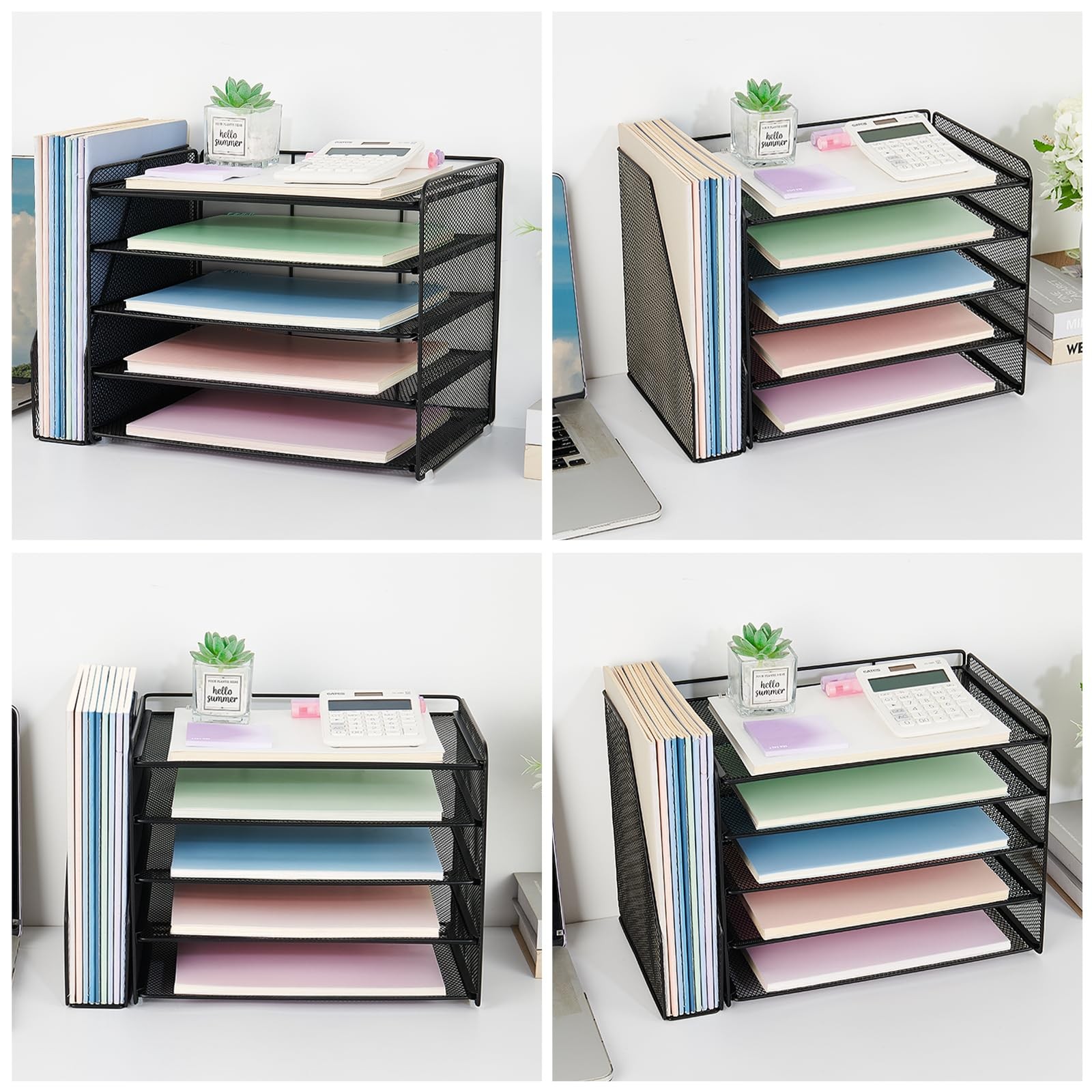 OPNICE Desk Organizers and Accessories, 5-Tier 15.5″ x 9″ x 10.3″, Black
