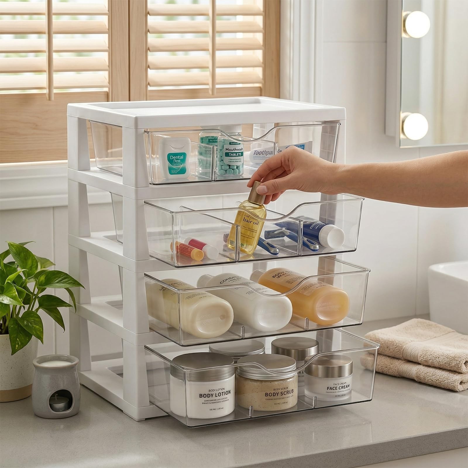 4-Tier Desk Organizer with Drawers, Assemble Office Paper Organizer Drawers, …