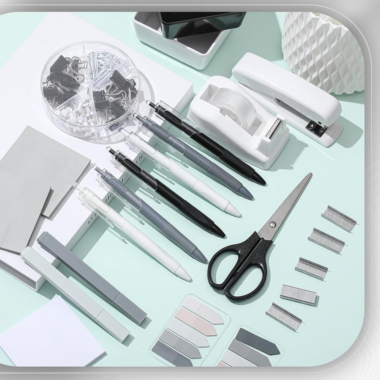 27 Pcs Black and White Desk Accessories Gift for Aesthetic Desk Organizer White