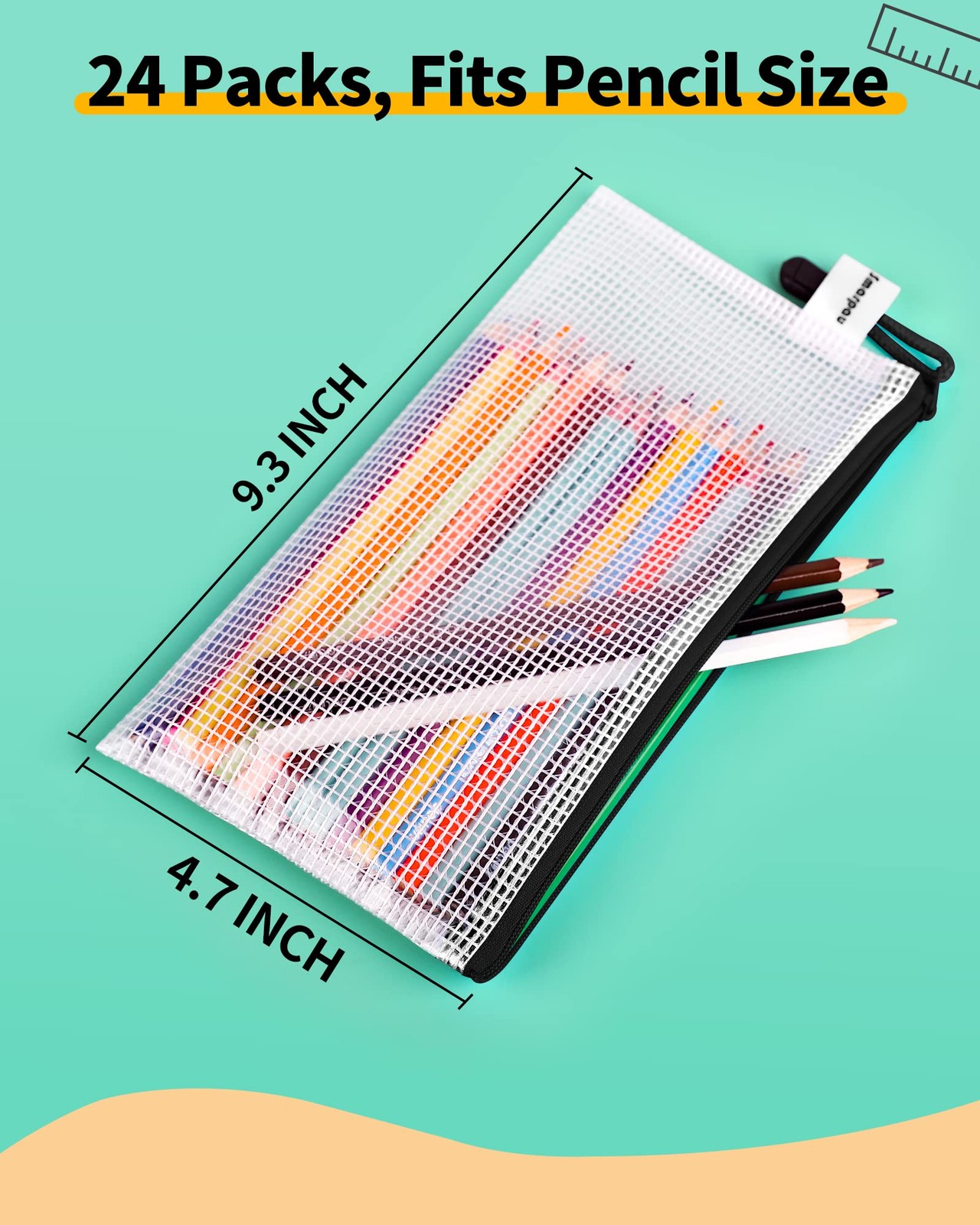 Pencil Pouch 24PCS, 9.3″ x 4.7″ Mesh Zipper Pouches for Organizing, Bill Size…