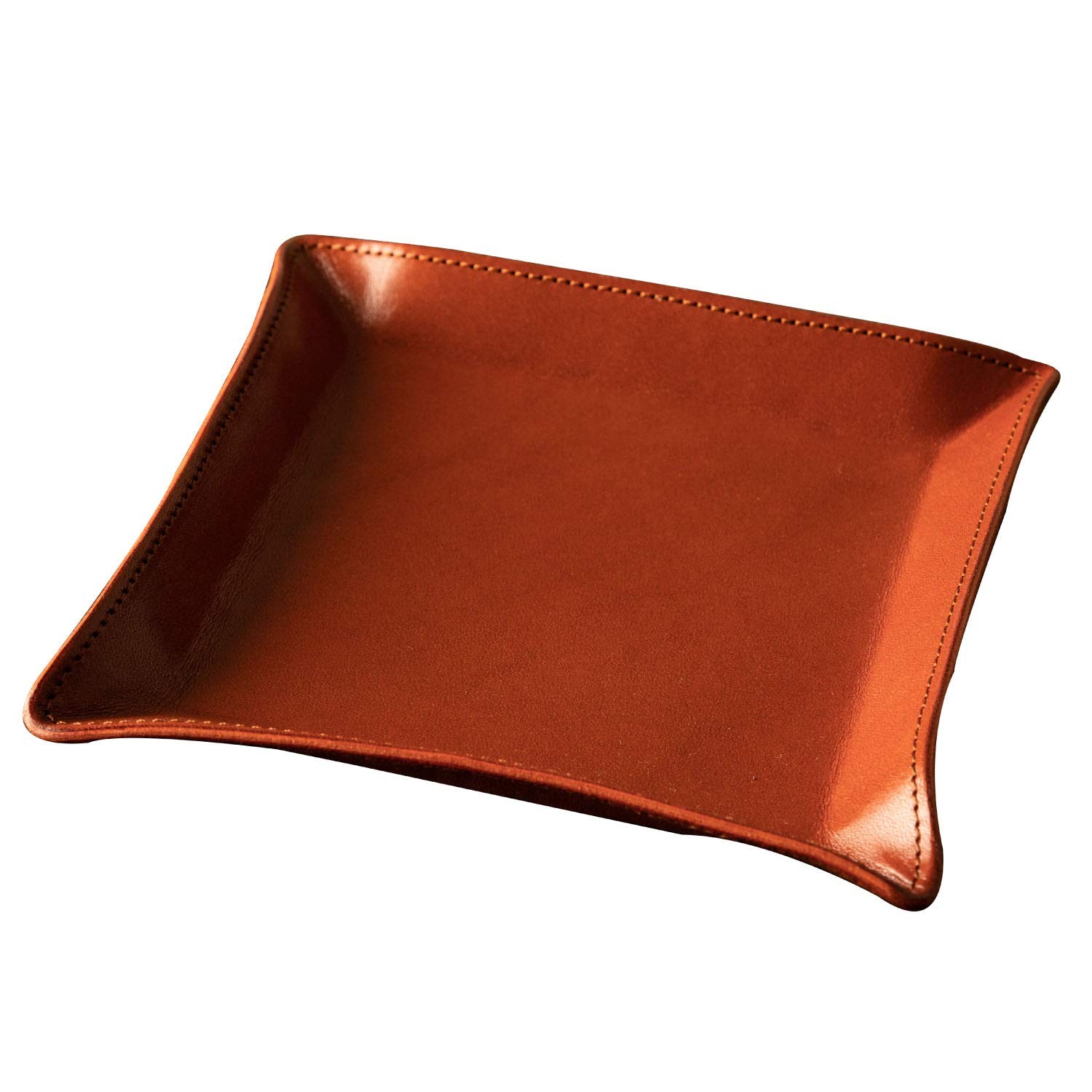 am de mas Tochigi Leather Desktop Accessory Tray Russet Brown Japan