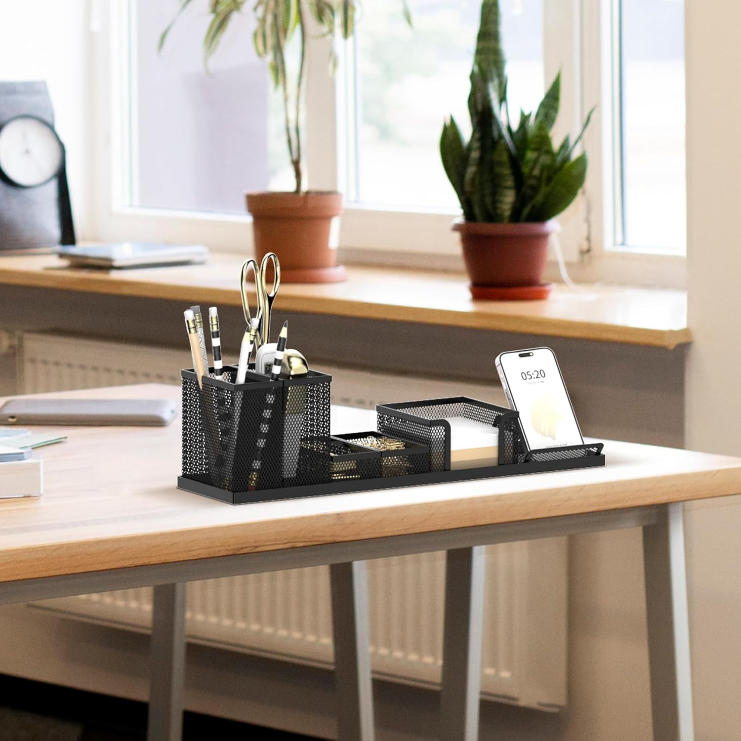 Pen Holder for Desk, 6 Piece Mesh Desk Organizer Set for Office