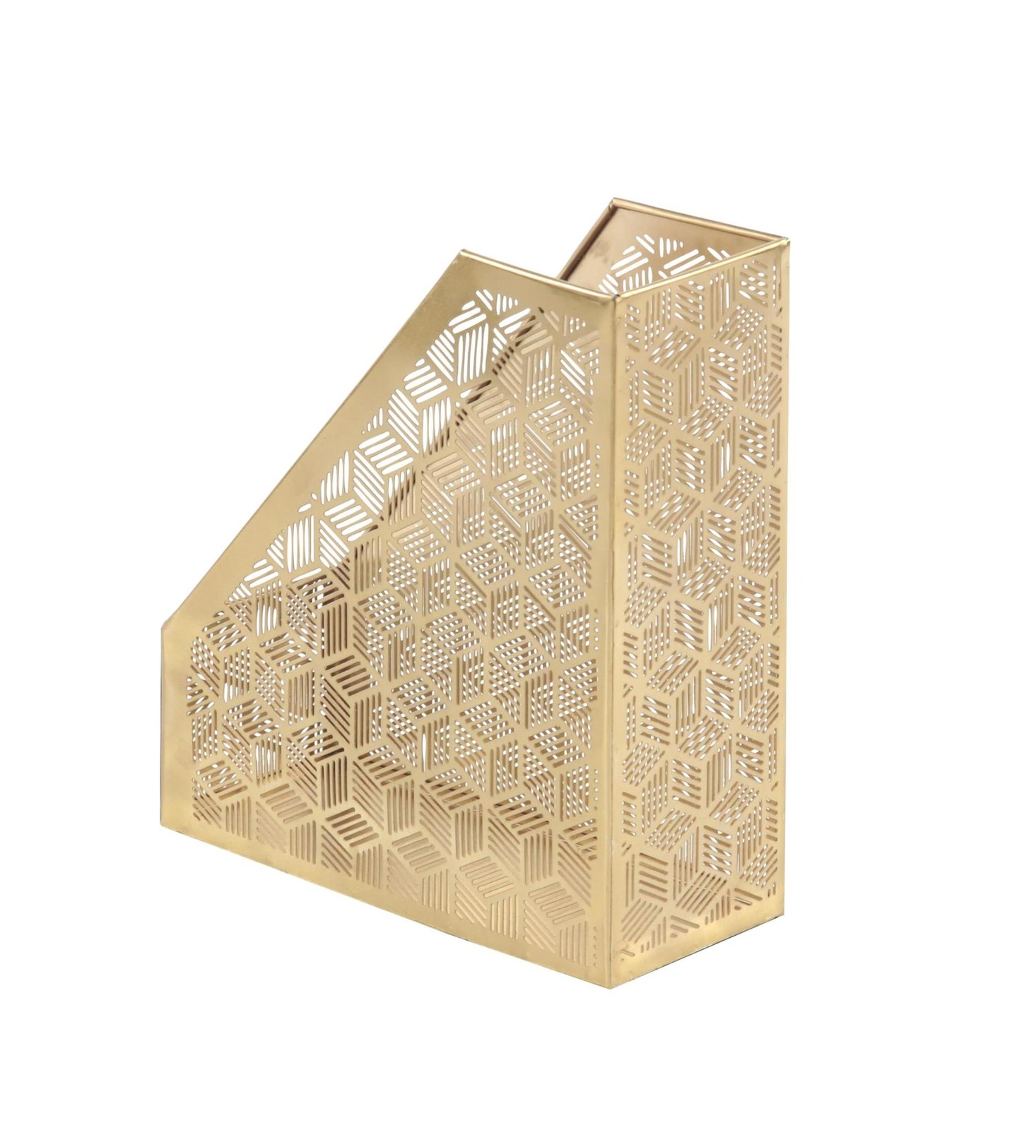 Deco 79 Metal Geometric Single Slot Magazine Holder with Laser Carved Design, 5″