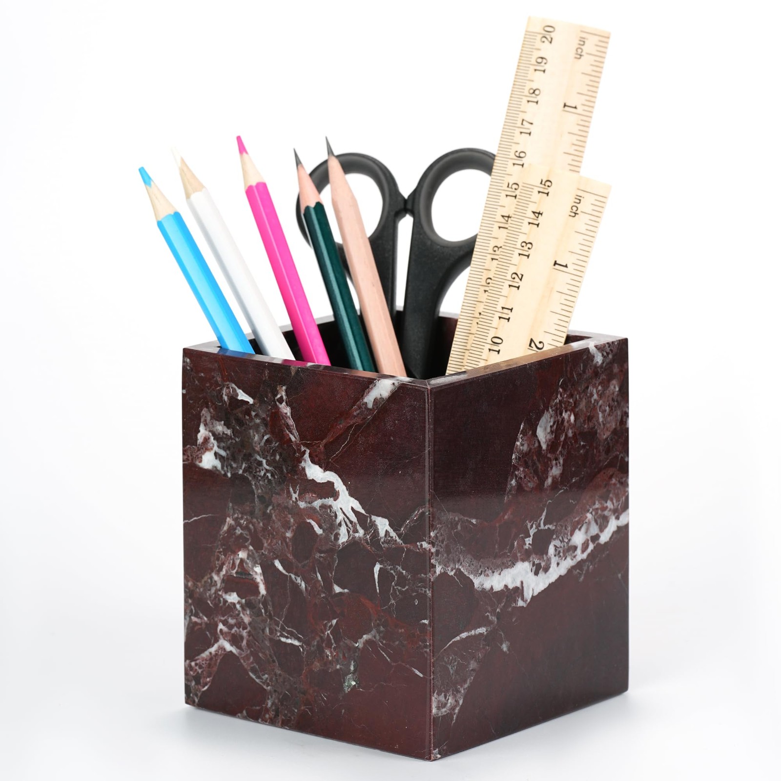 LWALMS Marble Makeup Brush Holder – Viola Red Candle Square-Rosso Levanto