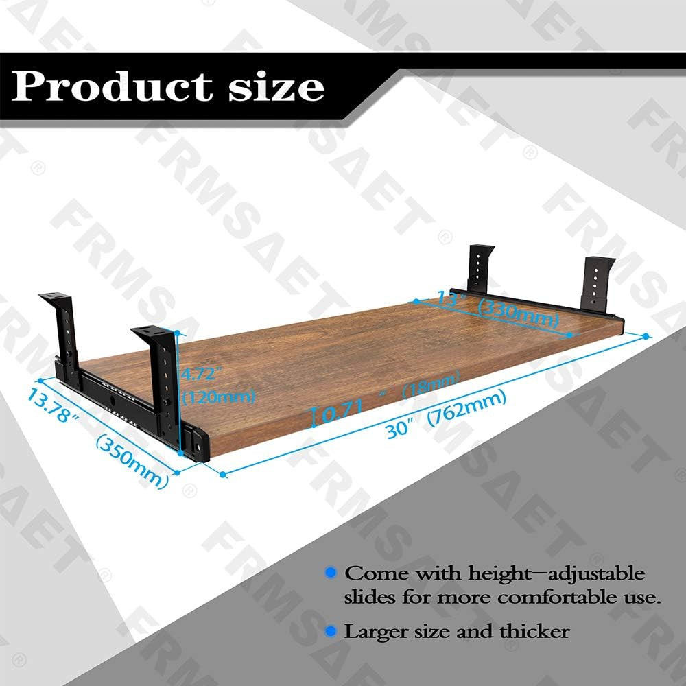 Adjustable 30″ Brown Keyboard Drawer Tray for Under Desk Storage Solutions