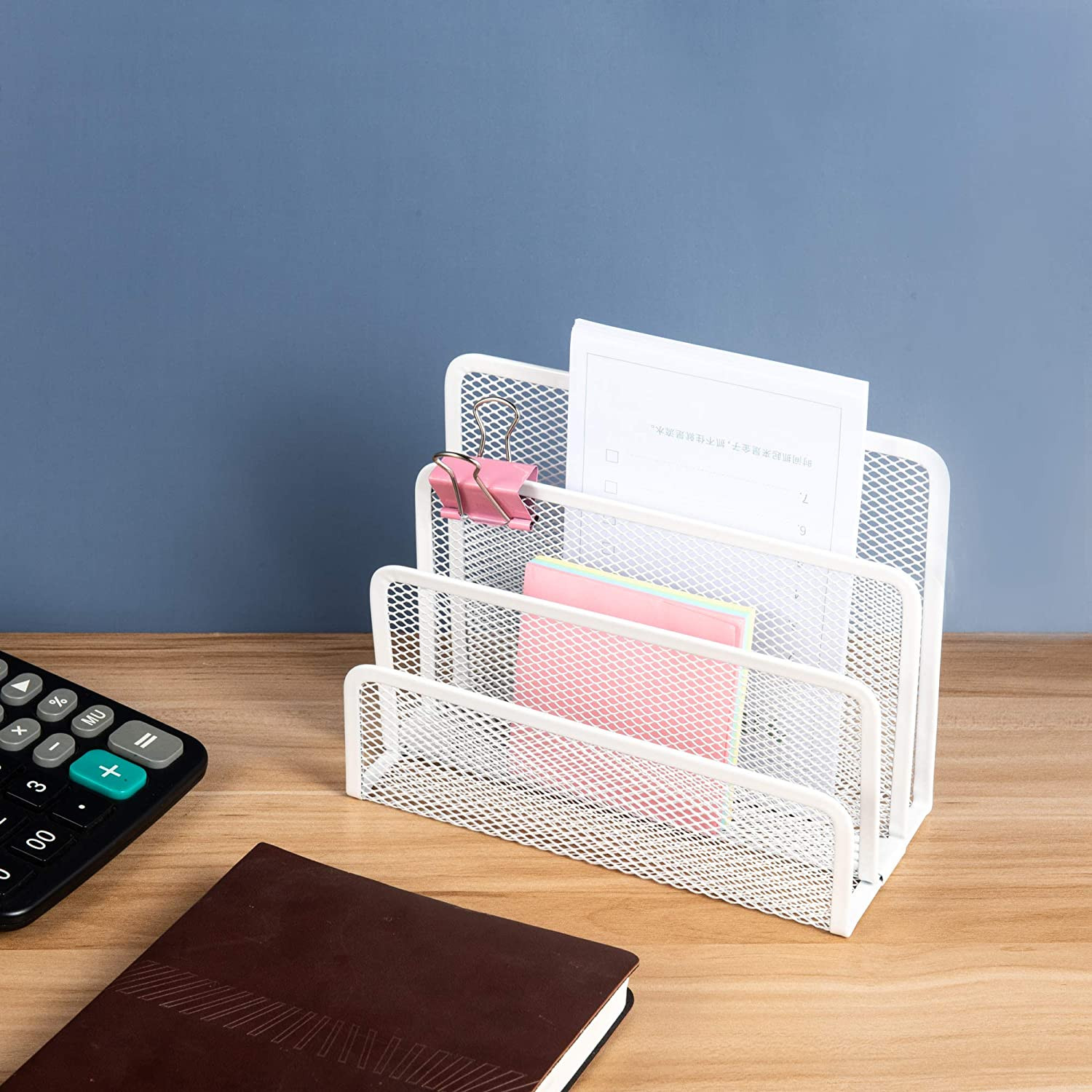VANRA Small Letter Sorter Desktop File Holder Organizer Metal Mesh with 3 Vertic